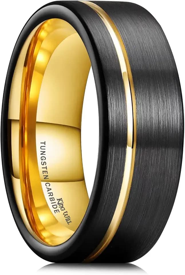 King Will Mens Tungsten Carbide Wedding Band with Groove Design