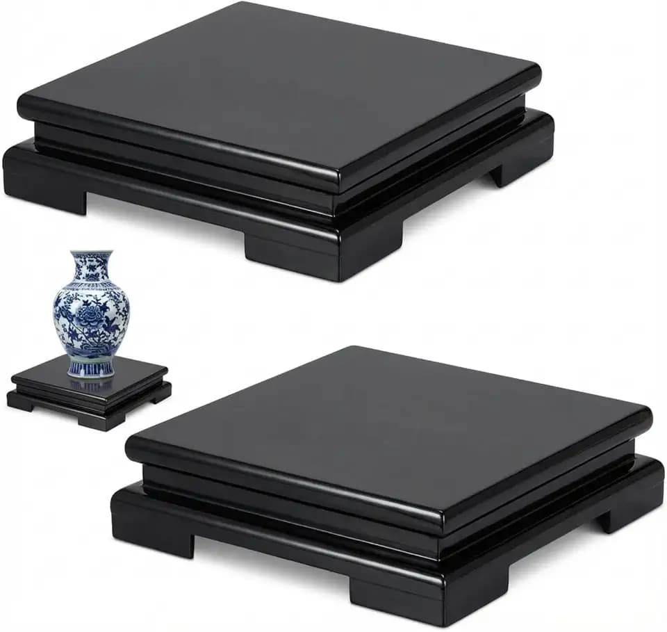 Chunful 6.7 x 6.7 x 2'' Wooden Display Pedestal Stand, Black