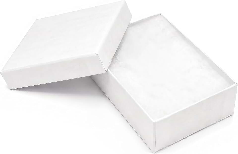 TheDisplayGuys 25 Cardboard Jewelry Gift Boxes with Inserts - Matte White