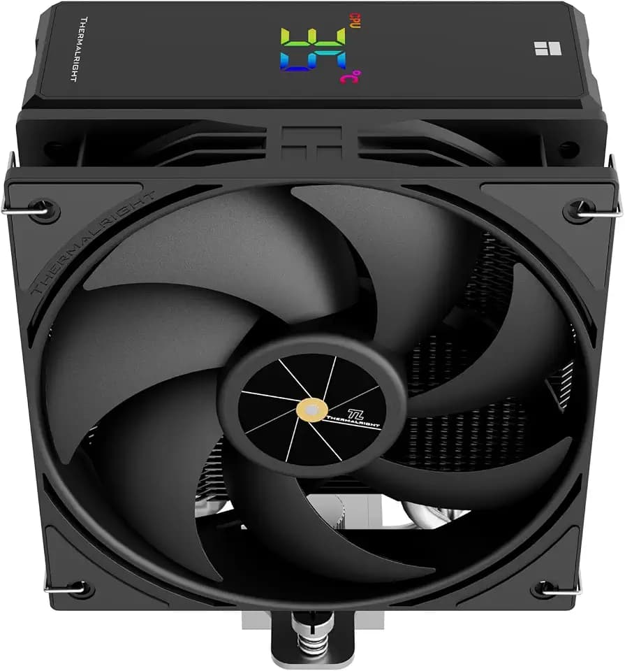Thermalright Assassin X 120R Digital Black CPU Cooler, Digital Screen Top Cover, TL-P12 PWM Quiet Fan CPU Air Cooler, Computer Heatsink Cooling, Support AM4/AM5,Intel LGA1851/1700/115X/1200