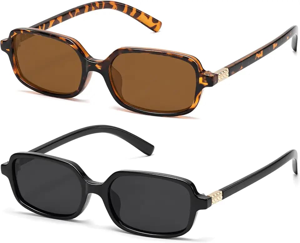 ViewJoy Retro Rectangle Sunglasses for Women Y2K Fashion Small Frame UV400 Protection Trendy Sun Glasses