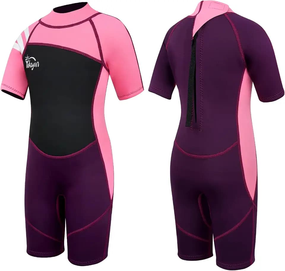 Neoprenanzug Kinder Kurz, 2.5mm Neopren Shorty für Jungen Mädchen, Thermo UV Schwimmanzug Rückenreißverschluss zum Schwimmkurs, Tauchen, Surfen, Schnorcheln