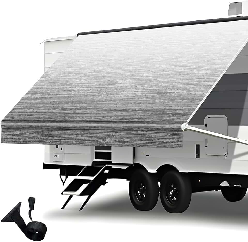 Heavy Duty RV Awning Fabric Replacement - 19.5oz Vinyl Camper Awning - Waterproof & UV-Resistant - Universal Canopy for Camper, Trailer and Motorhome (Gray Fade, 20FT(Fabric 19'2"))
