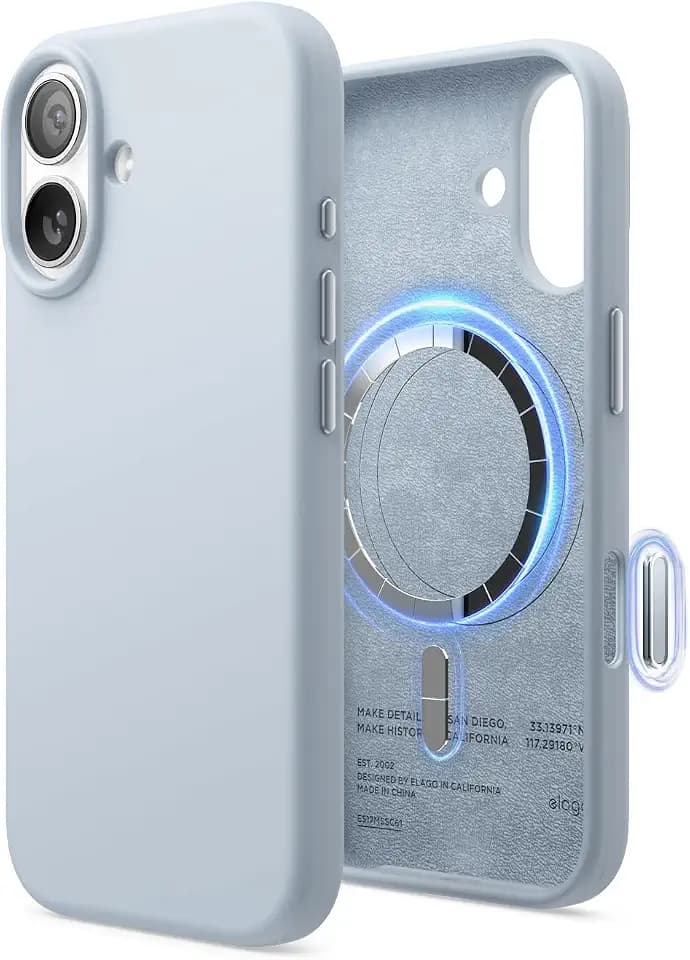 elago Premium Magnetic Silicone Case for iPhone 17 Light Blue