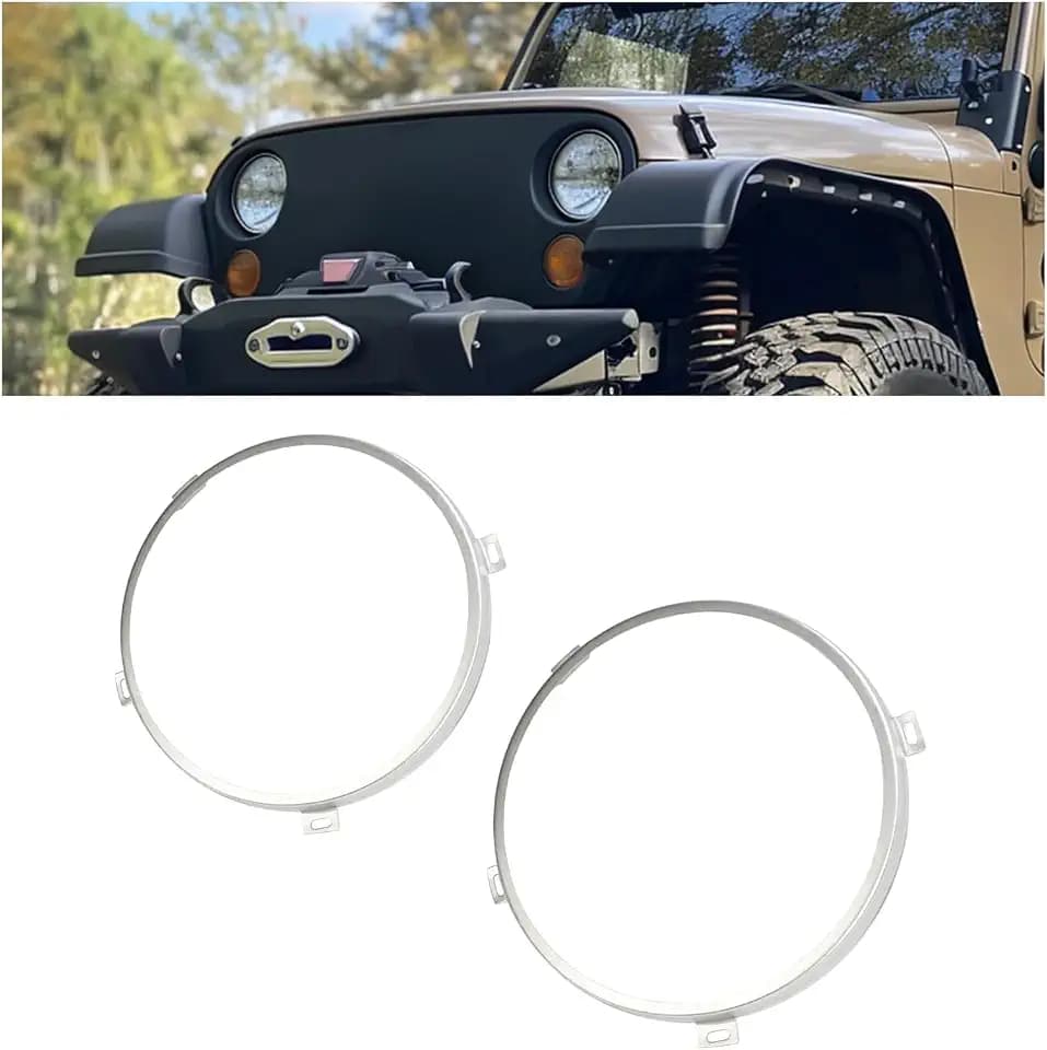 HECASA Headlight Mount Bracket Rings Compatible with 97-06 Jeep Wrangler TJ