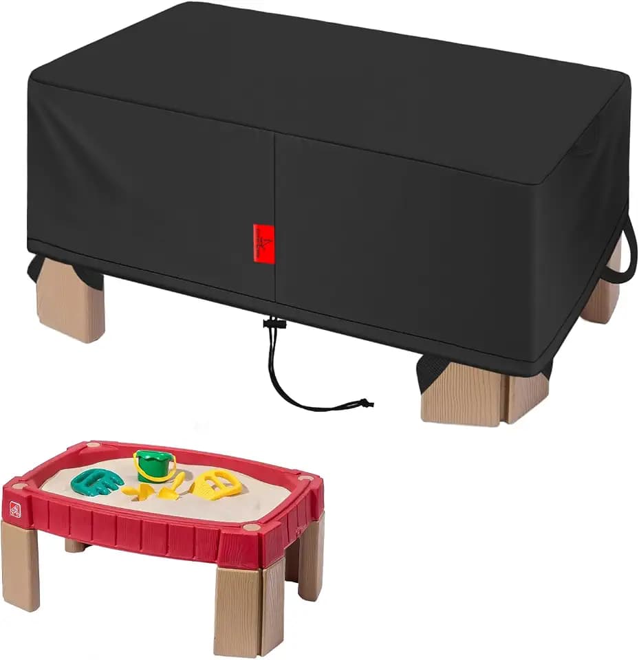Kids Sand Table Cover Fit Step2 Naturally Playful Sand Table, DustProof Anti-UV Outdoor Activity Sensory Table with Windproof hook and loop fasteners, Cover only (36"x26"x16")