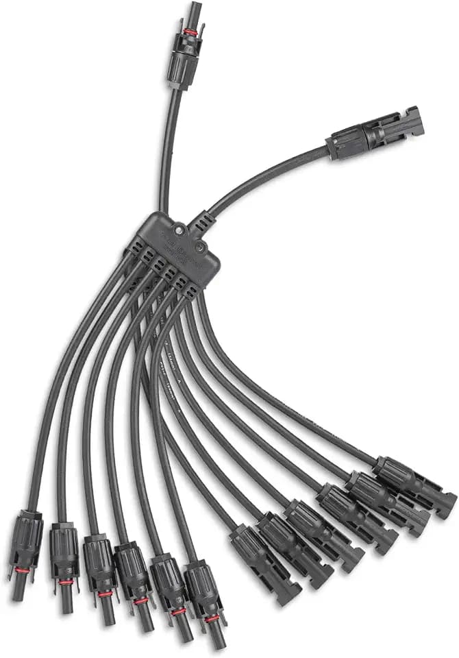 Solar Panel Connector 6 to 1 Solar Y Branch Solar Panel Splitter 6Way Solar Panel Parallel Connectors Solar Adapter Cable Plug for Solar System Panel (6 to 1 1 Pairs)