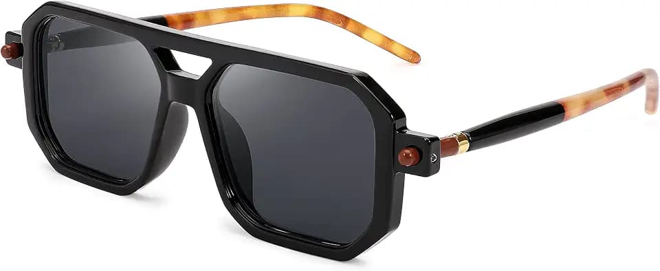 FEISEDY Vintage Square 70s Flat Aviator Sunglasses Women Men B2622