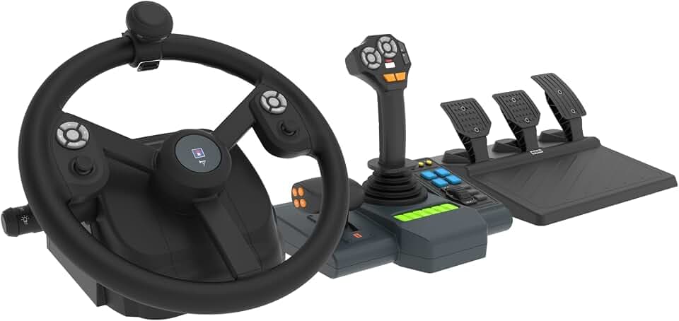 HORI Farming Vehicle Control System for PC (Windows 11/10) for Farming Simulator with Full-Size Steering Wheel, Control Panel & Pedals
