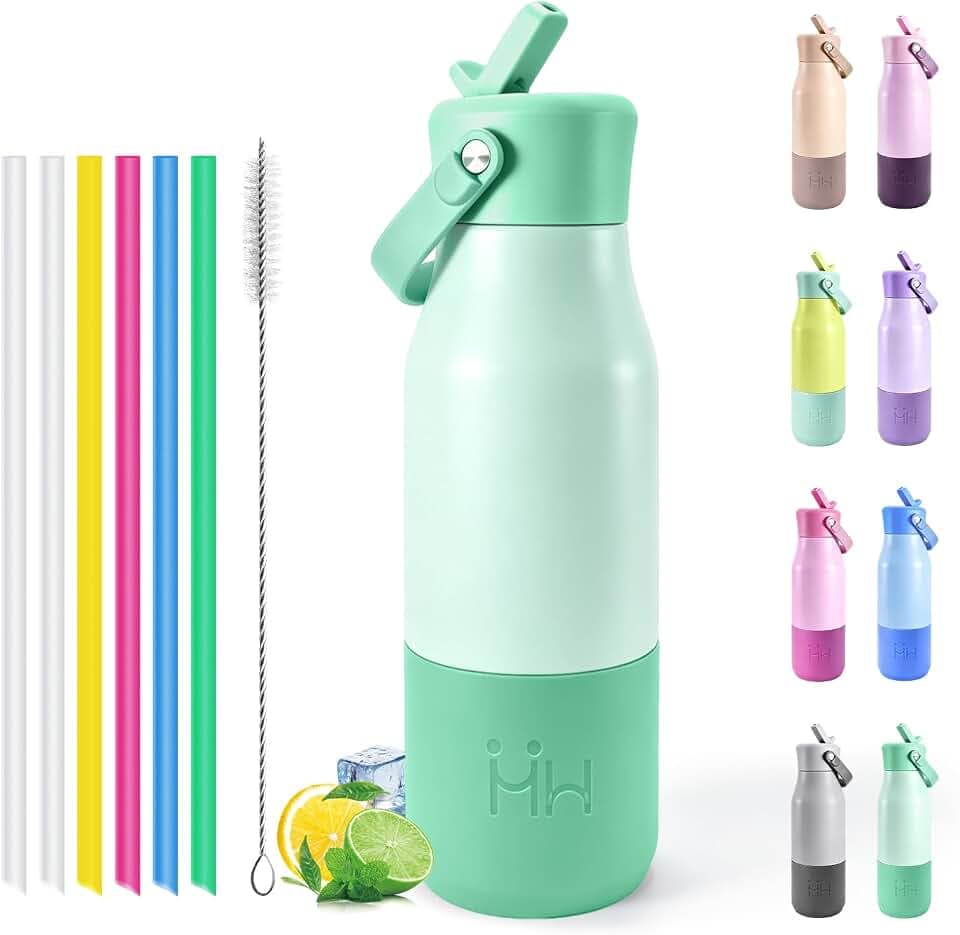 Motswedi Trinkflasche Edelstahl 700ml, Thermosflasche, Kalt & Warm, Auslaufsicher, Isolierflasche, Thermo Trinkflaschen, für Büro, Camping, Gym, Outdoor, Hellgrün – Grün