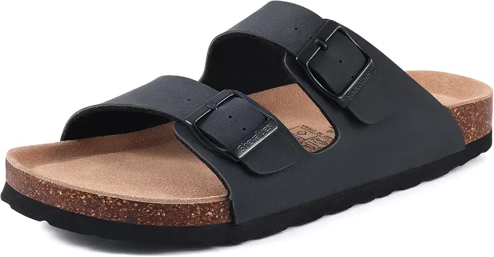 shevalues Kork-Fußbett Schiebe-Sandal, Fußgewölbe Unterstützung Sommer Outdoor-Sandalen Mules mit verstellbarer Schnalle