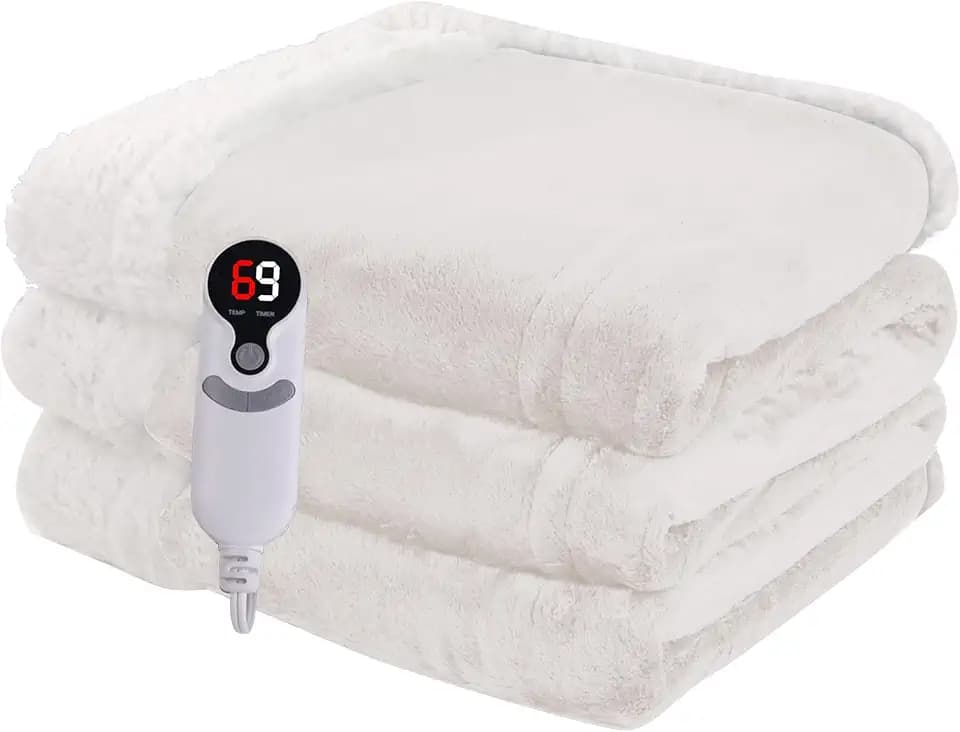 Electric Heated Blanket Full Size 72"x84", White