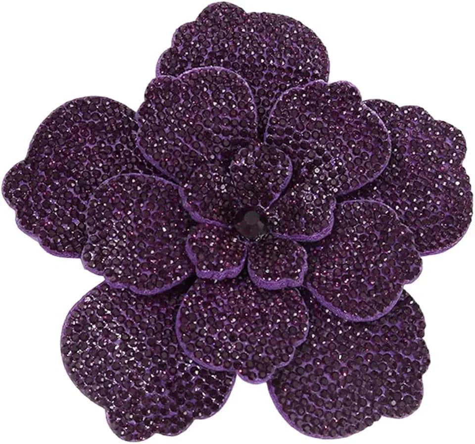 Rhinestone Flower Brooch Pin for Women Men Elegant Sparkly Crystal Camellia Floral Lapel Pins Shawl Dress Suit Clothes Accessories Wedding Party Fashion Jewelry 105mm