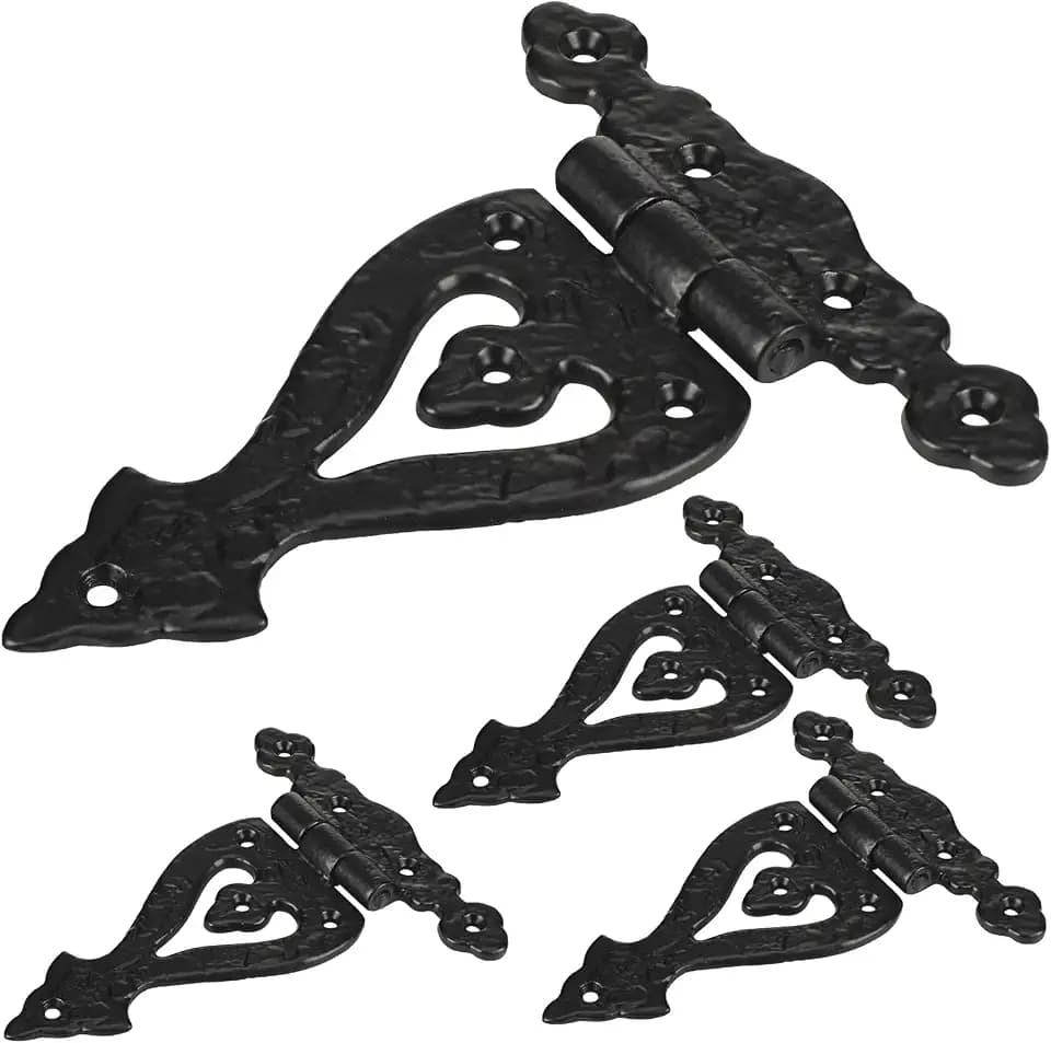 4 Pack Antique Cast Iron Vintage Heavy Duty T Hinges 5.3'' Black