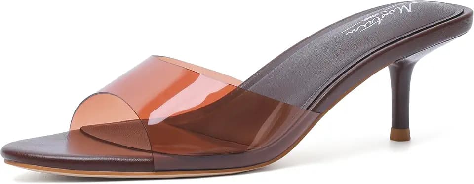 Mostrin Kitten Heels for Women Pointed Toe Vintage Mules Heels Sexy Slip on Stiletto Backless Sandals for Party Wedding Daily