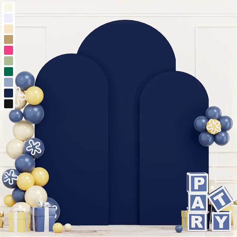 Arch Covers Stretchy Backdrop Set of 3 Navy Arch Cover 7.2ft 6.6ft 6ft Wedding Arches Stand Cover Spandex Arch Backdrop Cover for Arched Stand Covers for Birthday Party Baby Shower Decor
