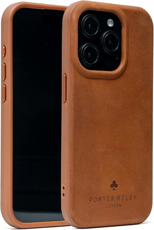 Porter Riley - Premium Leather Case Compatible with iPhone 16 Pro Max. Slim line Bumper Case Compatible with MagSafe – Genuine Leather Cover (Tan)