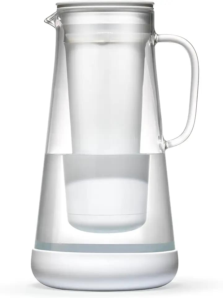 LifeStraw Home Glass Water Filter Pitcher, 7-Cup, White