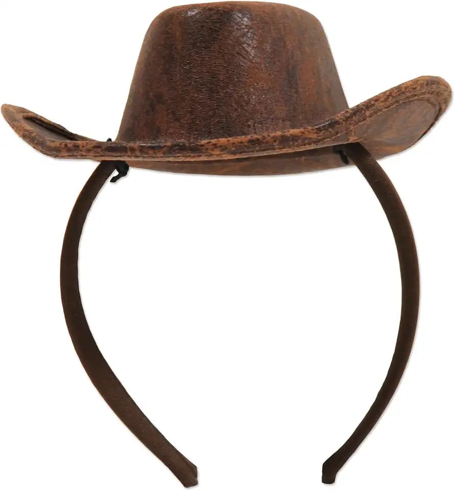 Beistle Cowboy Hat Headband For Western Square Dance Costume Accessories, Cowgirl Bachelorette Party Supplies, Celebrating With You Since 1900, Brown