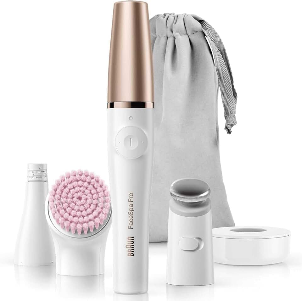 Braun FaceSpa Pro Gesichtsepilierer Damen, SE912, Weiß/Bronze