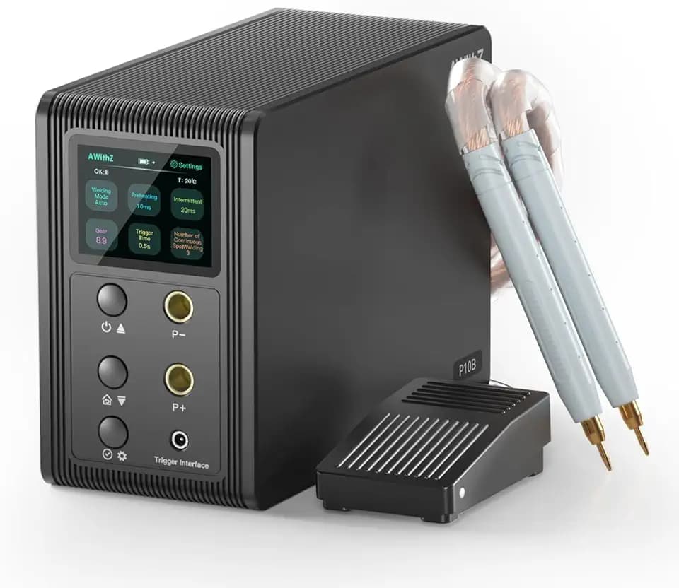 Akku Punktschweißgerät,AWithZ 14.6KW Punktschweißgerät mit Farad-Kondensator,Unterstützt schweißen Kupfer/Reines Nickel/Nickelbeschichtet bleche.für 18650, LiFePO4 Lithium Akku Pack Gebäude(P20B)