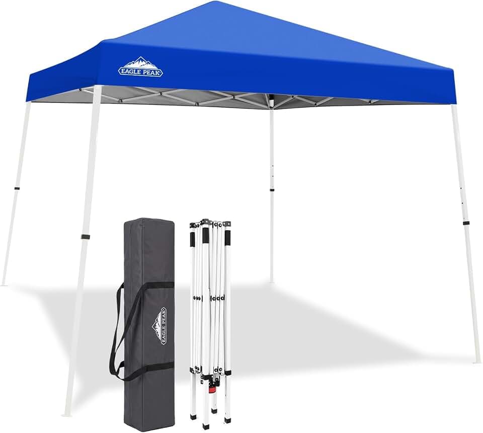 EAGLE PEAK 10x10 Slant Leg Pop Up Canopy Tent, Blue