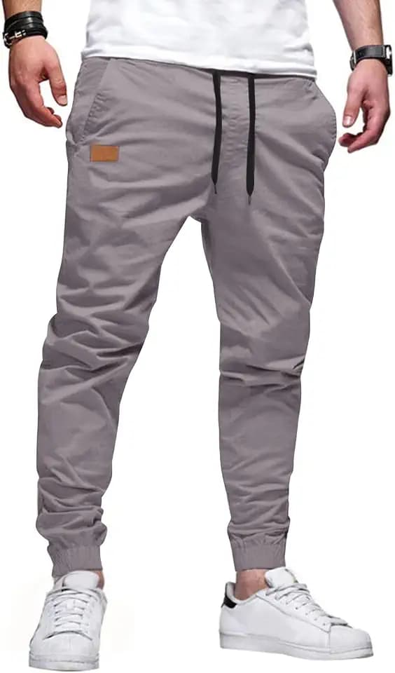 JMIERR Mens Cotton Stretch Joggers Casual Twill Athletic Track Pants