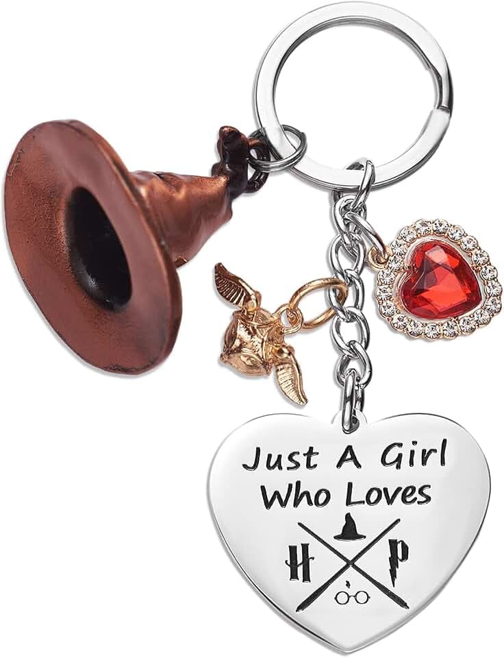 Harry Pottery Gifts Schlüsselanhänger, Zauberei, Geschenk für Frauen, Tochter, Teenager, Mädchen, Hary Potter, Merchandise-Herz, Schlüsselanhänger