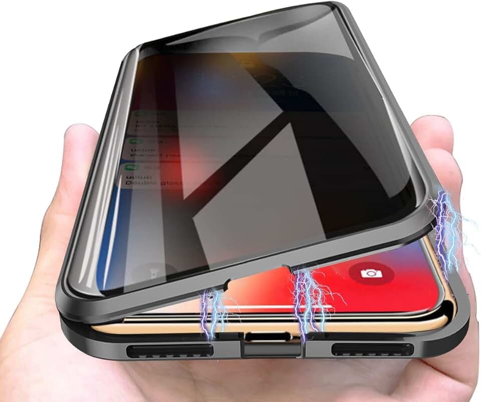 Privacy Magnetic Case for iPhone 11, Anti Peeping Clear Double Sided Tempered Glass [Magnet Absorption Metal Bumper Frame] Thin 360 Full Protective Phone Case for iPhone 11 6.1'' Black