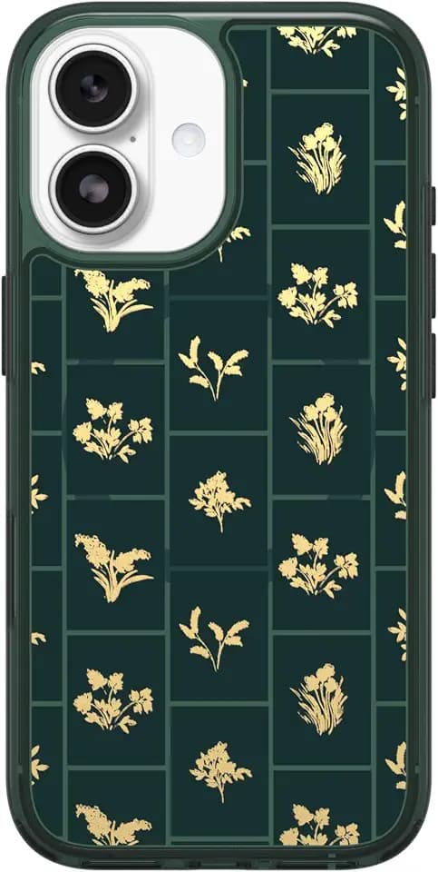 OtterBox iPhone 17 Symmetry Series Clear Case - Golden Bloom - Green