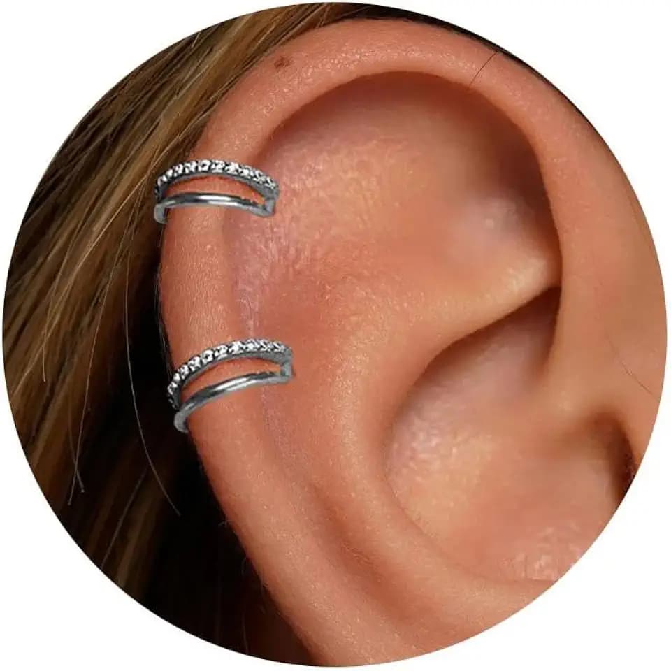 3PCS Titanium Earring Nose Ring, Cartilage Piercing Helix Earring Tragus Piercing for Women Rook Hoop Ear Stacks