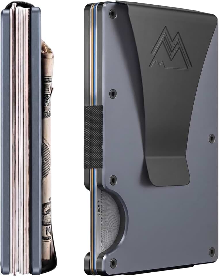 Mountain Voyage Minimalist Wallet for Men - Slim RFID Wallet, Scratch Resistant, Credit Card Holder & Money Clip, Easily Removable Money & Cards (Gunmetal Titanium)