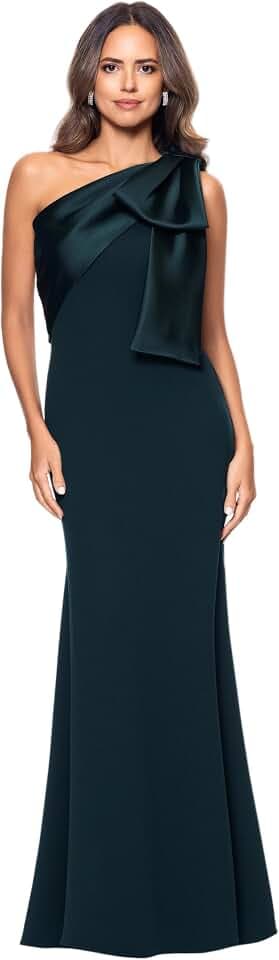 Betsy & Adam Women's Xscape Women's Halter Mock Neck Ruffle Knee Length Dress