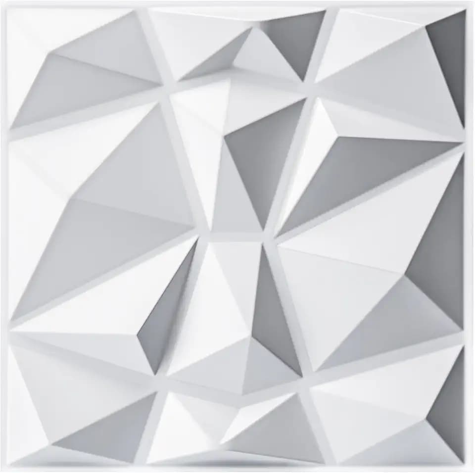 Art3d 3D-Wandpaneele, Diamant-Design, matt weiß, 33 Stück