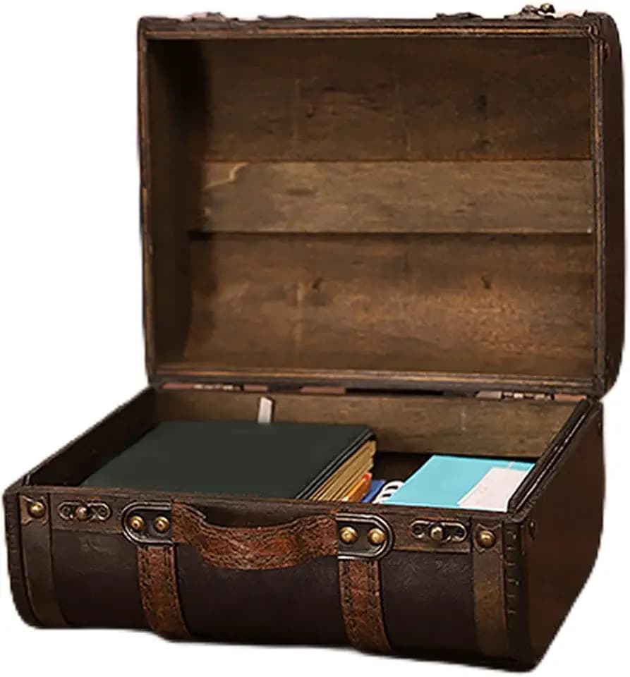 Gavigain Vintage Wooden Storage Chest, Wooden Storage Box,Studio Decoration Window Display Photography Props Suitcase,Vintage Luggage Case Props for Photography(9.4 x 6.8 x 4.7in)