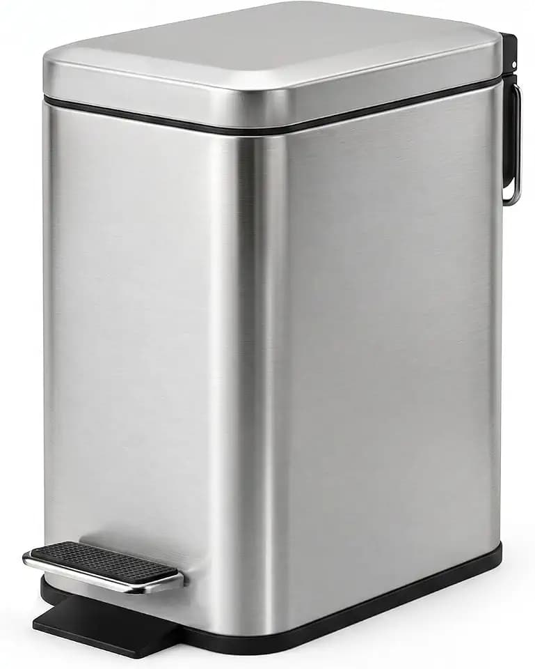 Garvee Small Bathroom Trash Can with Lid Soft Close, 5 Liter / 1.3 Gallon