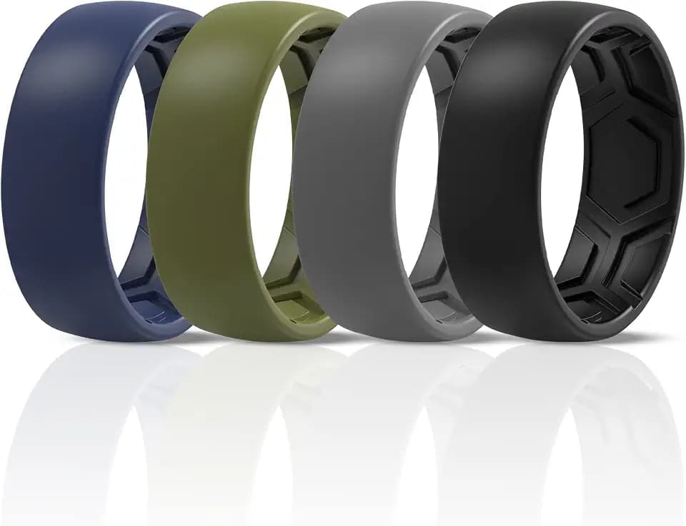 ThunderFit Men's Patterned Silicone Rings, Rubber Bands, 8mm Wide