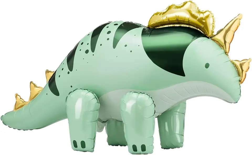 4D Knopf-Montage Dino Luftballon, Stehender Triceratops Dinosaurier Folienballon aus Alufolie, Kinderparty Dekoration für Geburtstag, Dino Themenparty, Kindergarten Aktivitäten (Grün)