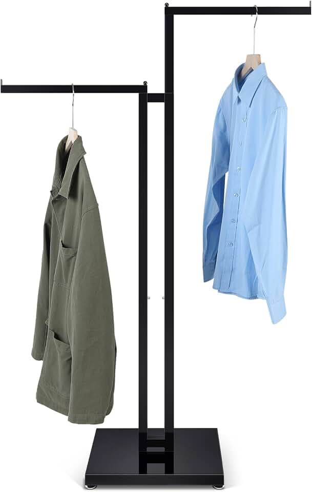 Weysat 2 Way Black Clothing Rack with 16'' Straight Arms