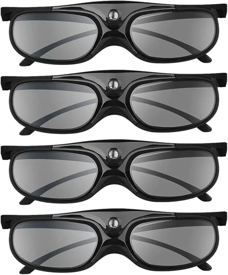 Elikliv 3D Brille 144Hz 3D DLP-Link wiederaufladbar kompatibel mit BenQ Optoma Dell Acer Projektor Viewsonic DLP 3D Projektoren (schwarz, 4 Stück)