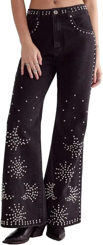 Nasty Gal Western Studded Flare Jean