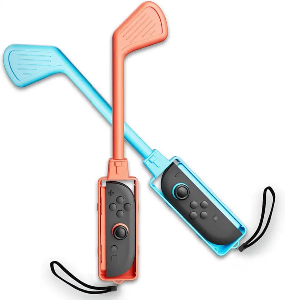 Nargos Golf Culb for Nintendo Switch 2 Joy-Con Controller, Sports Game Accessories for Mario Golf-Super Rush（2 Pack） (Blue Orange, Switch 2)