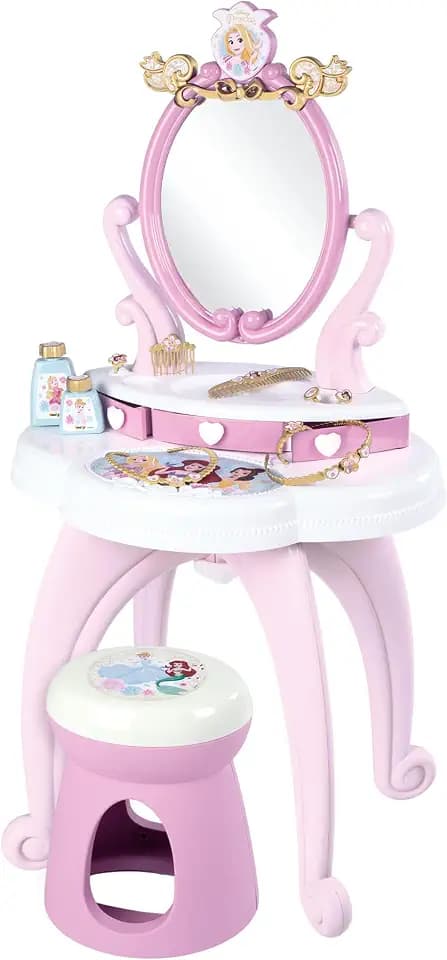 Smoby - Disney Princess Frisier- und Schminktisch (49 x 36 x 94 cm) - Friseursalon mit Spiegel, Hocker und Zubehör, Prinzessinnen-Frisierset für Kinder ab 3 Jahre