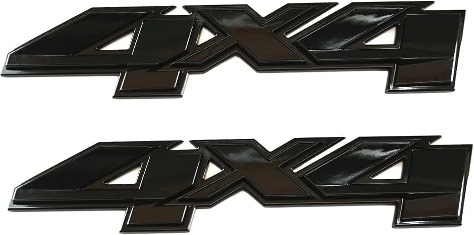 2pcs New Custom 3D 4x4 Bed Rear Emblems Badges Decal Replacement for Silverado GMC Sierra (Glossy Black)