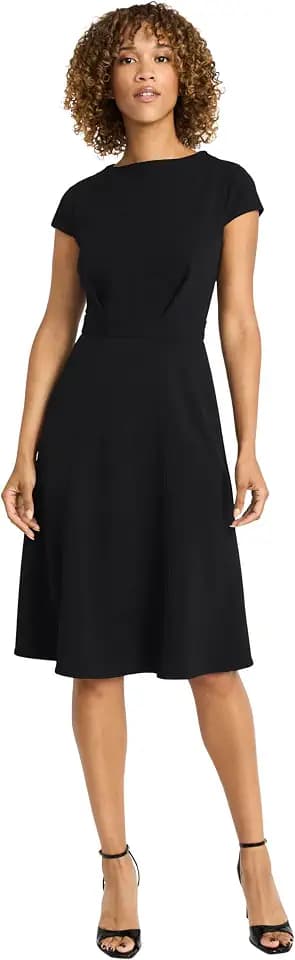 Maggy London Women's Women's A-line Midi Dress - Cap Sleeves - Fitted Bodice - Flared Skirt - Versatile Cocktail Dress
