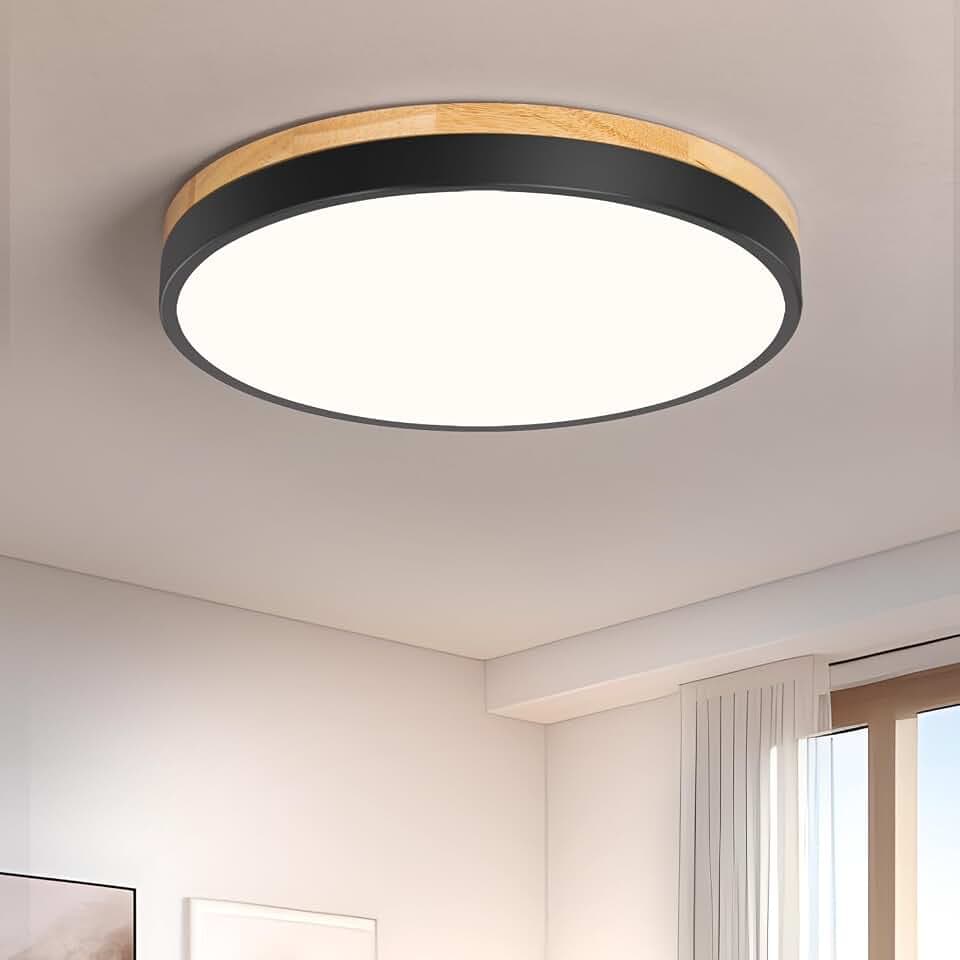 Deckenlampe Schwarz, LED Deckenleuchte, 4000K, 24W, Ø30 cm