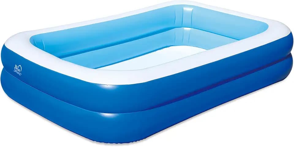 Blue Wave Family Inflatable Pool with Cover – 8.5-ft x 5.75-ft x 1.8-ft Rectangle Blow Up Pool for Kids and Adults – Quick-Setup Backyard Pool with Durable PVC Construction