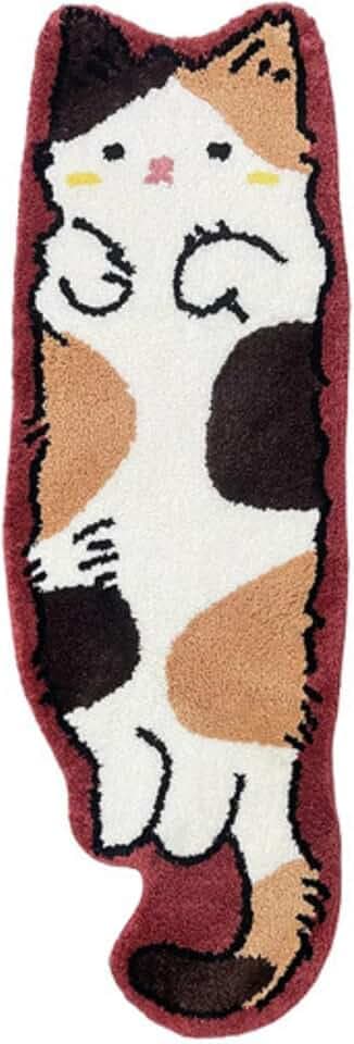 Calico cat Rug - Cat Shaped bathmat - Handmade & Premium- 28in W (70cm) - Kitty Decor - Living Room, Bedroom, Children Room, Door mat - Luxape cat Rug (Luxape-i)