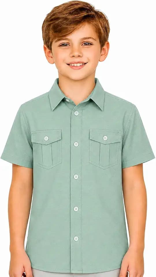 Bienzoe Boys Formal Dress Shirt: School Uniform Button Down