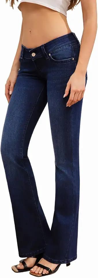 Women's Super Low Rise Bootcut Jeans Stretch Y2K Pants